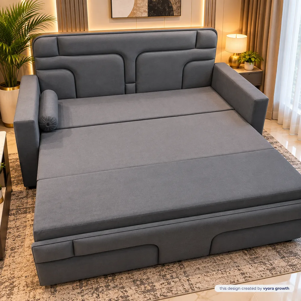 Slate Gray Sofa Bed in a Cozy Interior