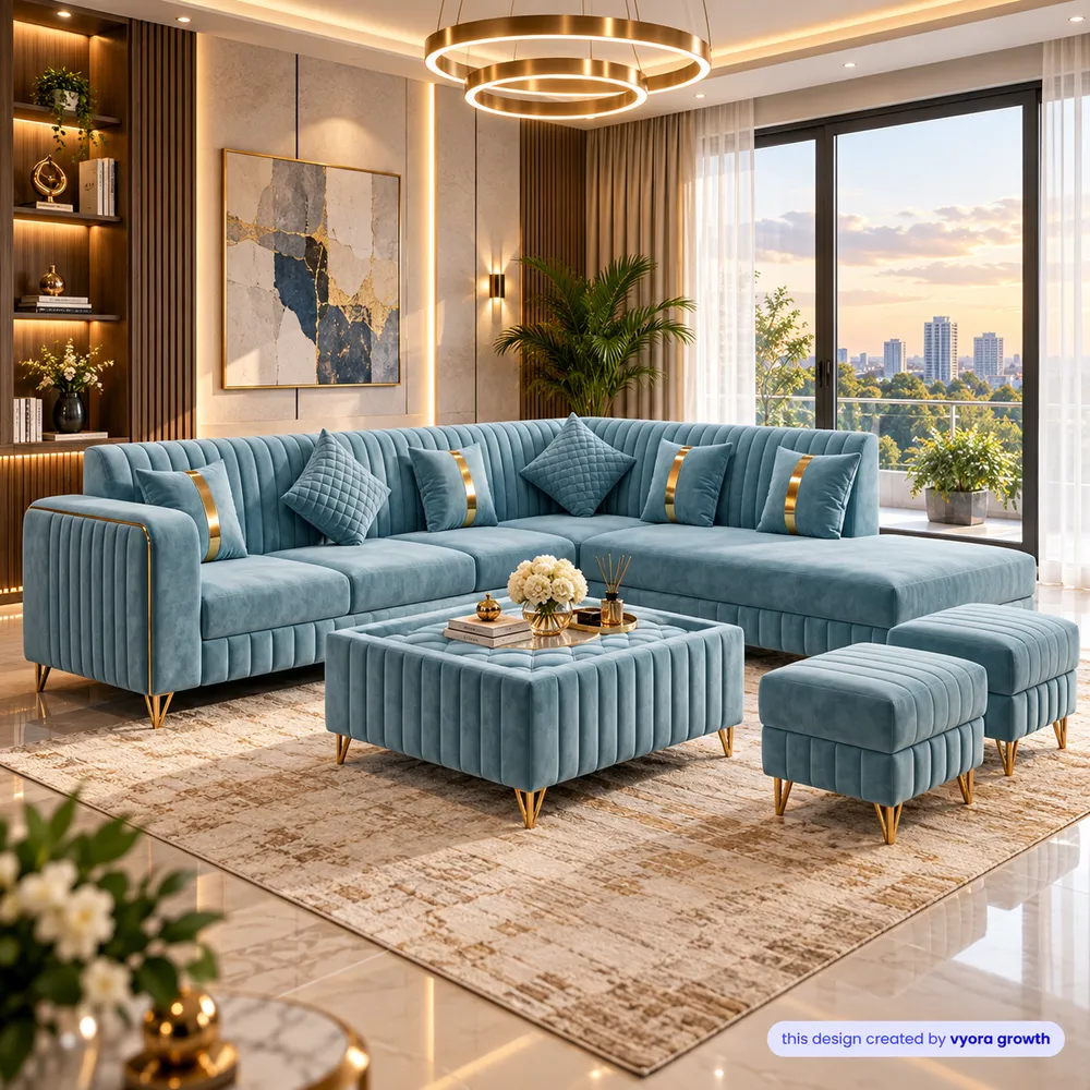 Teal Velvet Luxury Living Room