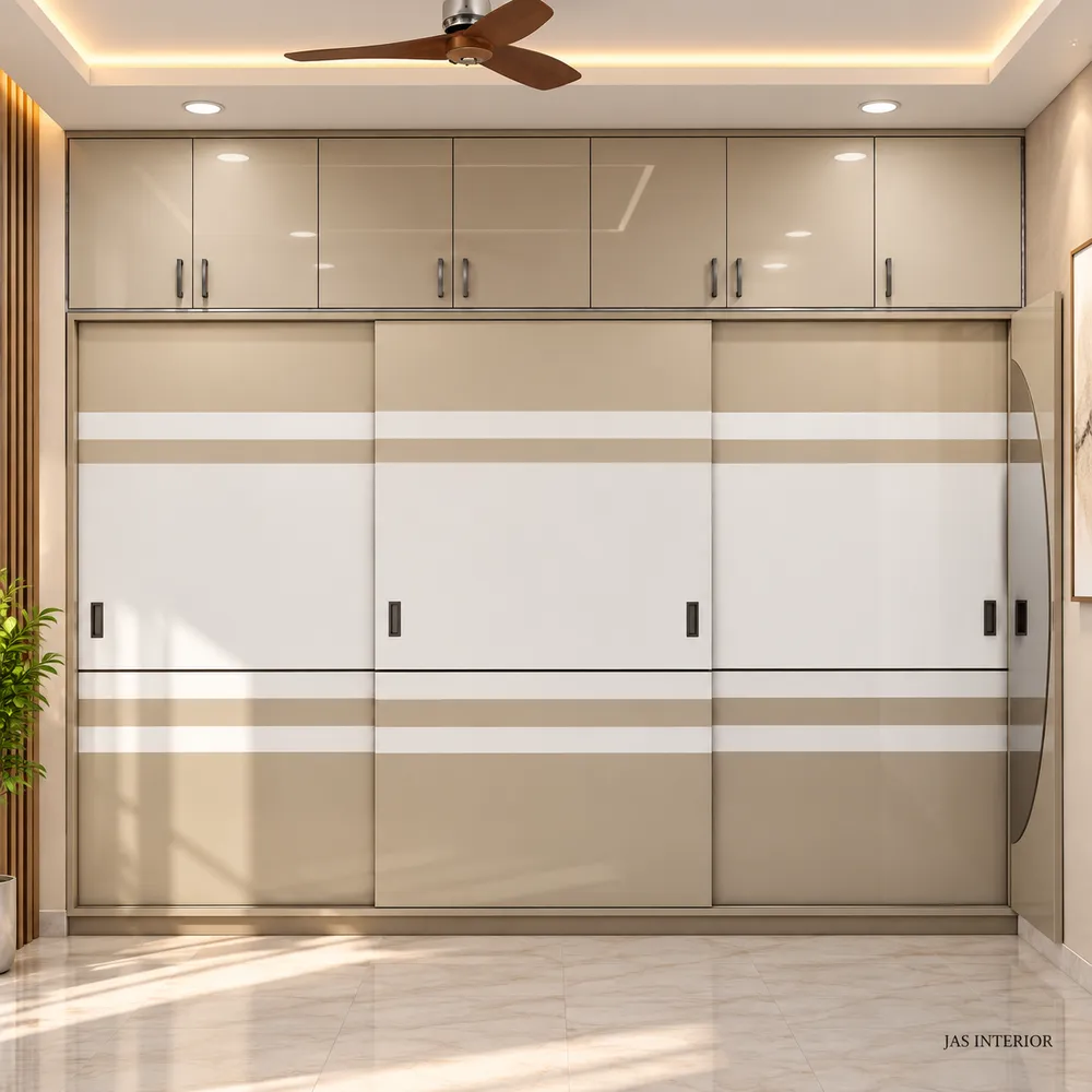 Elegant Beige Sliding Wardrobe Interior