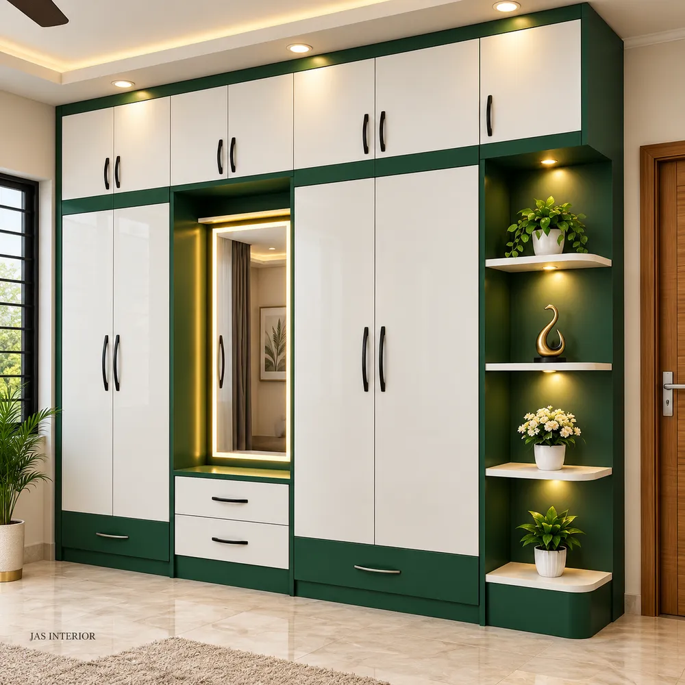 Luxurious Green and Cream Wardrobe Interior