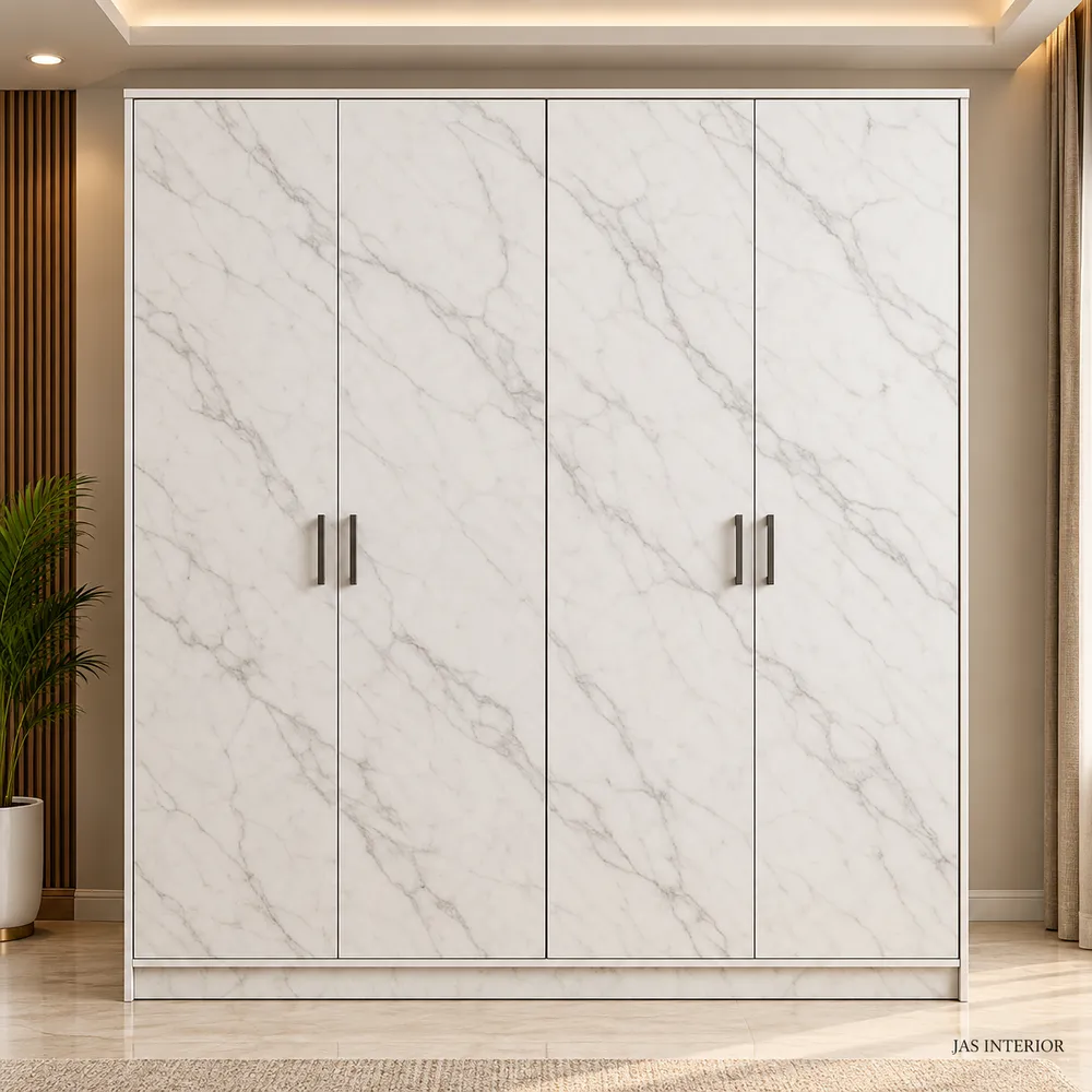 Marble Wardrobe in Warm Minimalist Interior
