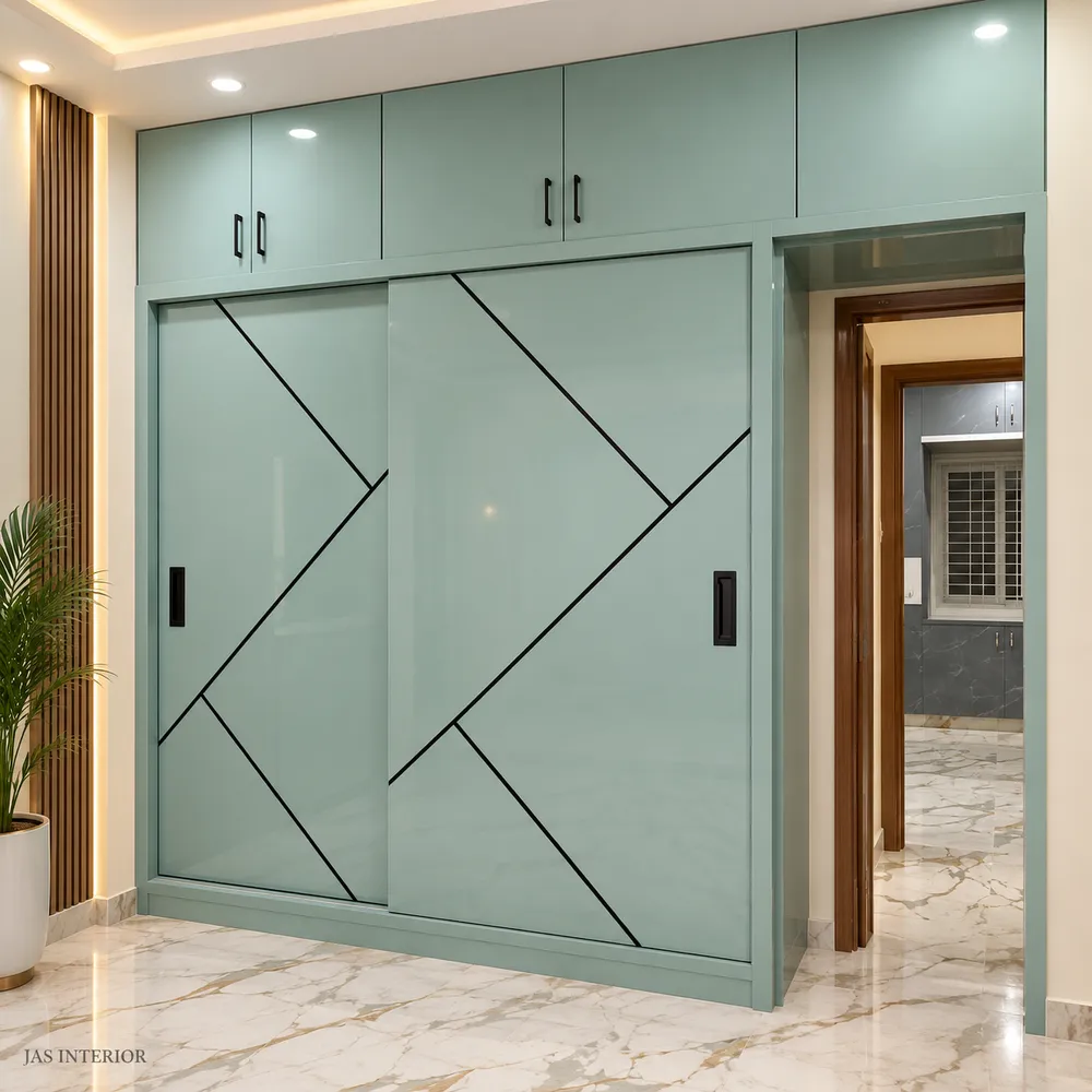 Mint-Green Geometric Wardrobe Interior