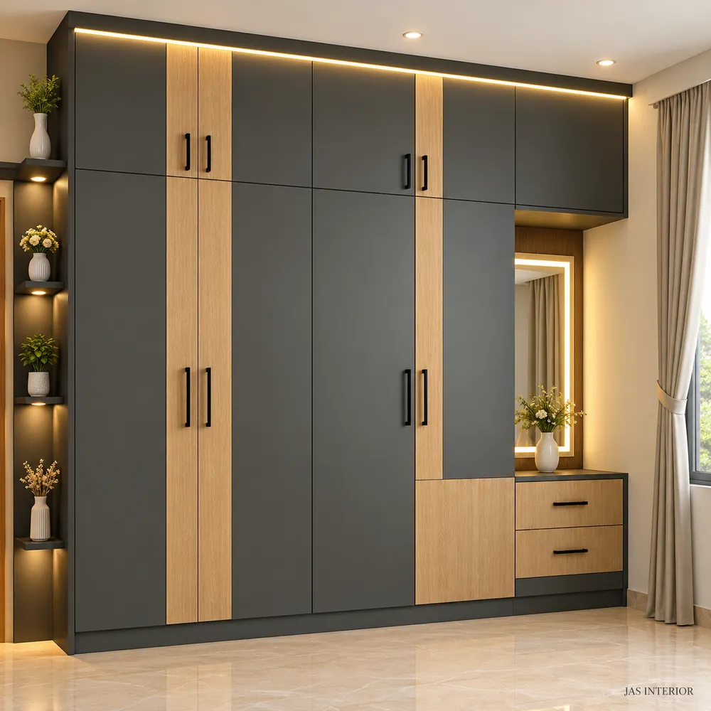 Modern Charcoal Oak Wardrobe Interior
