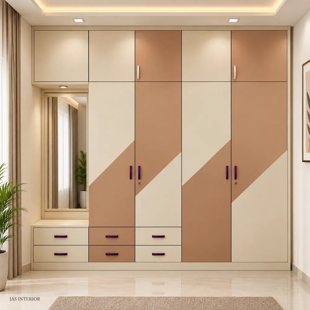 Modern Geometric Caramel Wardrobe Interior