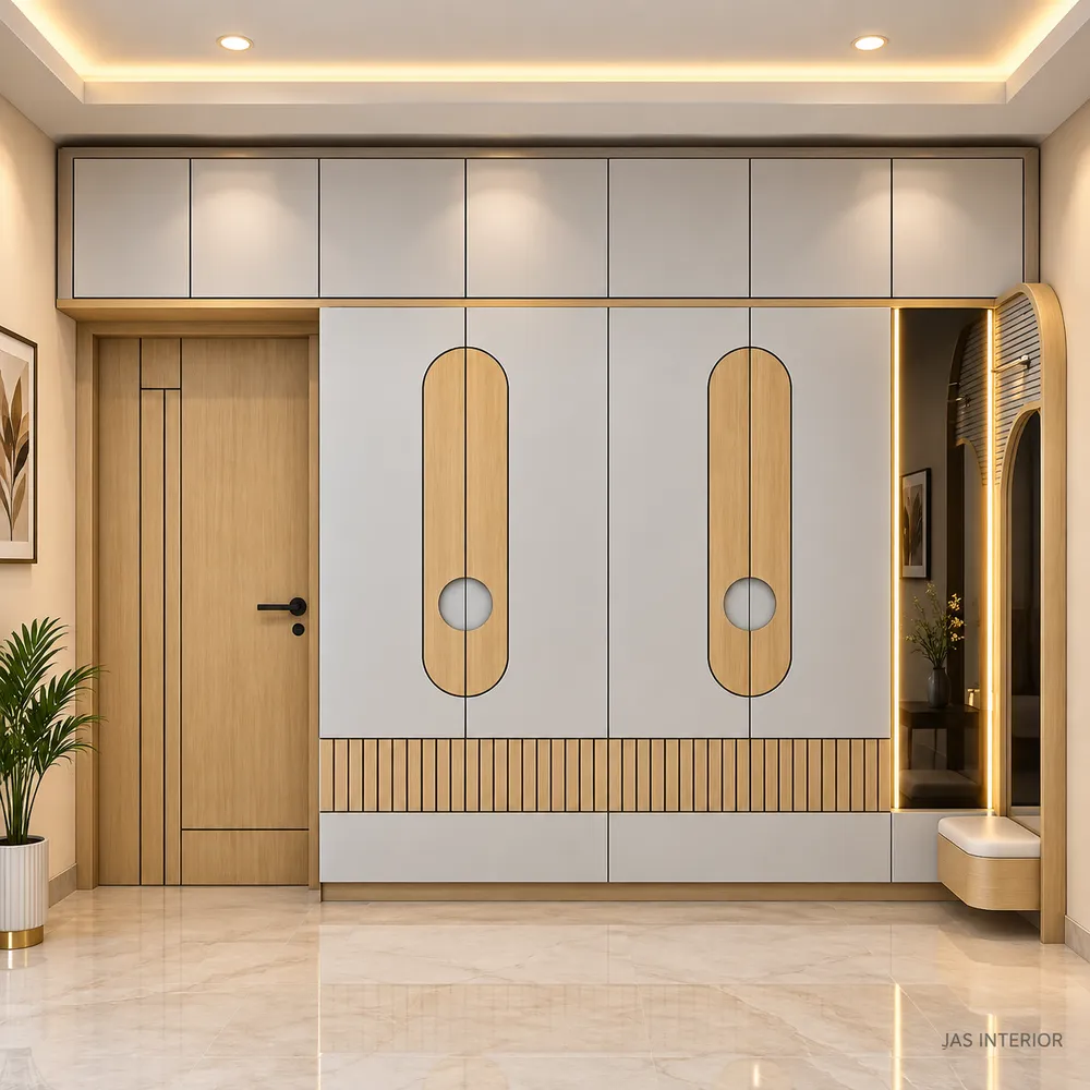 Modern Warm-Toned Foyer Wardrobe