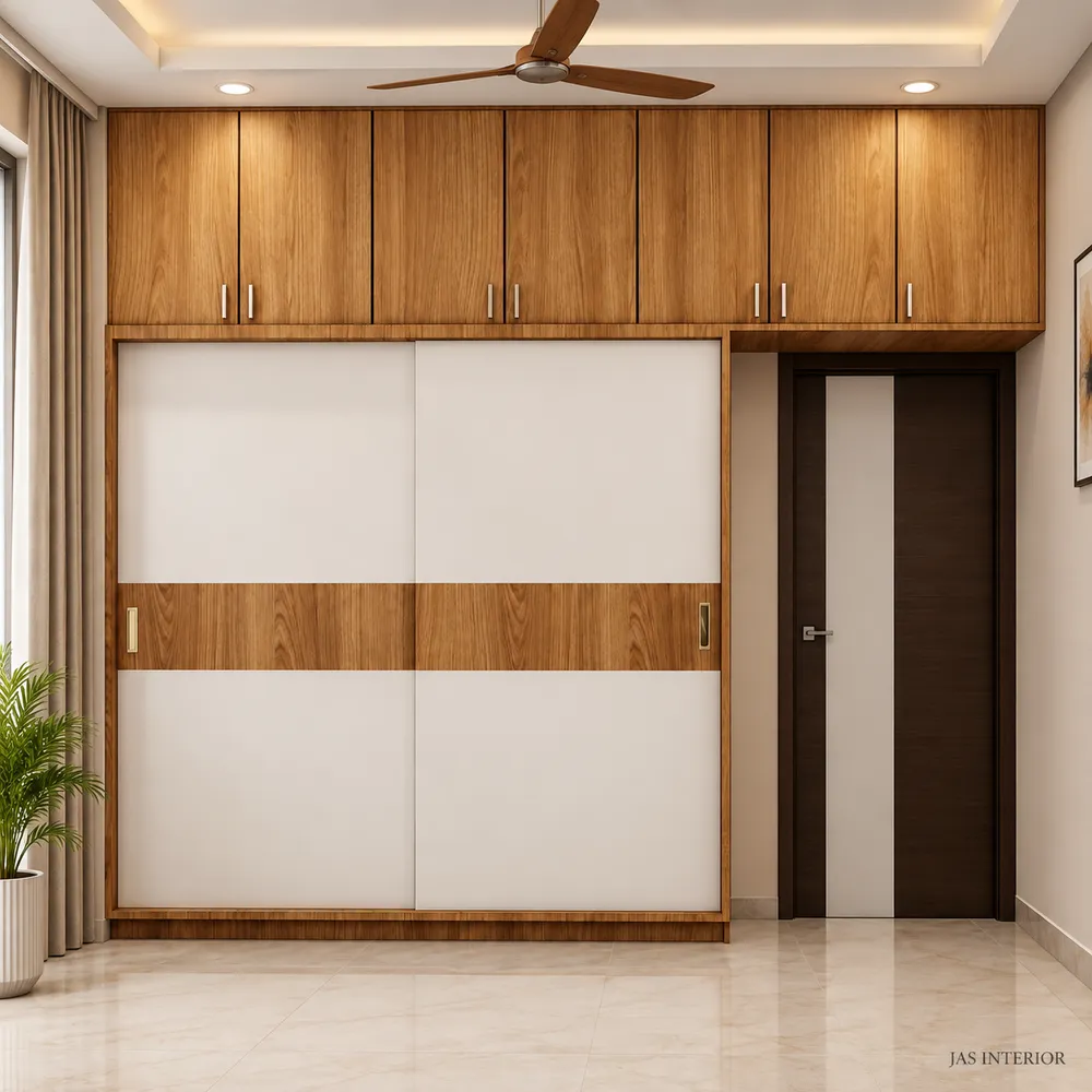 Modern Wood and White Wardrobe Interior