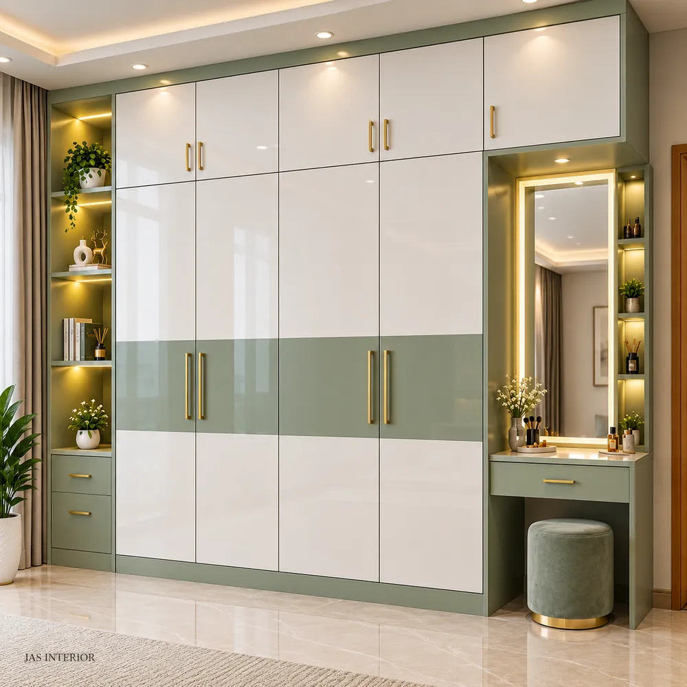 Sage Green Wardrobe and Vanity Suite