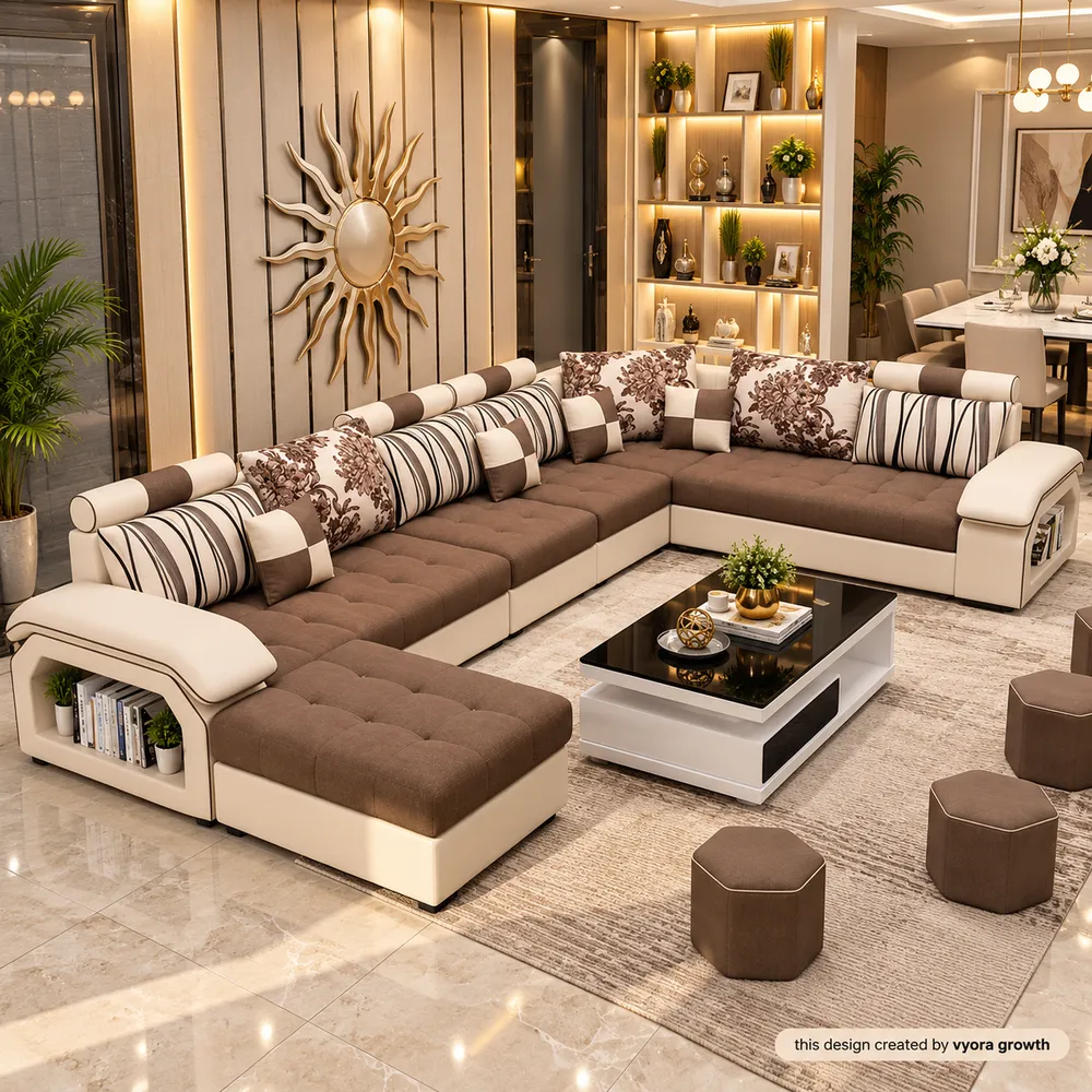 Warm Modern Sectional Living Room